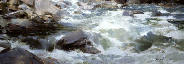 Richard Schmid POUDRE RIVER RAPIDS (Detail) oil on panel