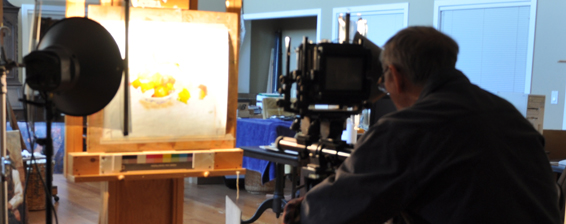 Richard in his studio at his photography station 