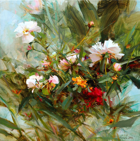 Richard Schmid NORTH GARDEN PEONIES 18 x 18    2006