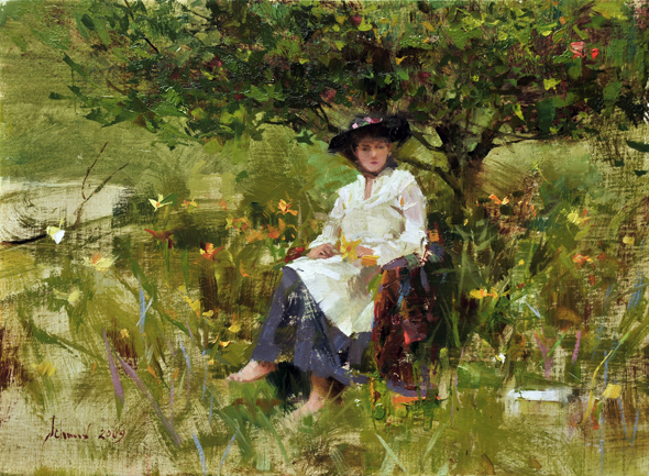 Richard Schmid ADELE IN OUR GARDEN  9 x 12 